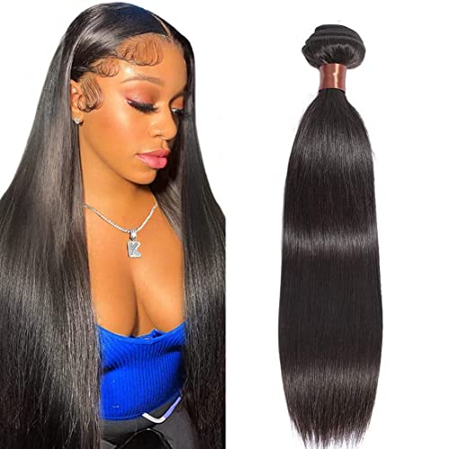 28 Inch Straight Human Hair Bundle - Brazilian Virgin Remy Hair, 100g, Natural Black, Angie Queen