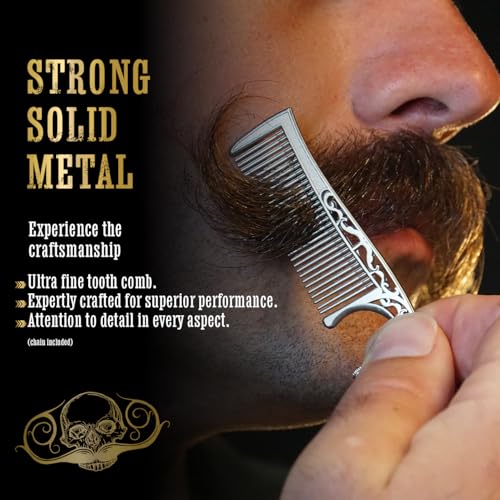 Mustache Wax Kit with Metal Comb Necklace - Extra Strong Hold for Men - Death Grip Variation
