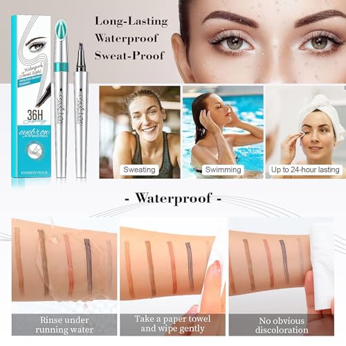 Holiday Gifts for Her Microblading Eyebrow Pen 4 Fork Tip Tattoo Pencil, Long-Lasting Brow Microfilling Eyebrow Pen, Easy to Use Microblade Eyebrow Pencil Eyebrow Brush (Light Brown)