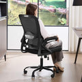 Black Ergonomic Mesh Office Chair with Lumbar Support, Flip-Up Arms, 400 lbs Capacity