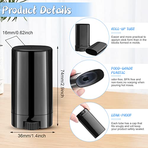 50 Pack 15ml Reusable Plastic Deodorant & Lip Balm Containers - Travel Size Twist-Up Tubes