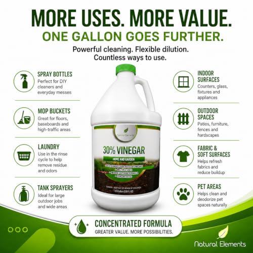 Natural Elements 30% Vinegar - Bulk 4 Gallon Pack for Cleaning & Gardening