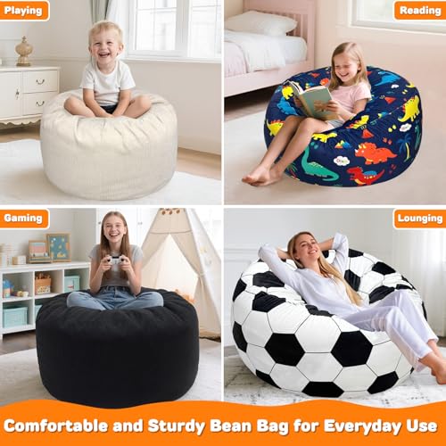 Dinosaur Bean Bag Chair for Kids & Teens - Large 27 Inch Floor Lounger with Memory Foam & Washable Velvet Cover Variation of Dinosaur / Large