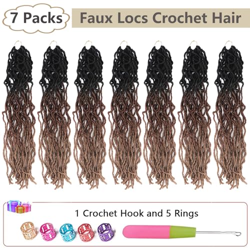 Faux Locs Crochet Hair 30 Inch 7 Pack Ombre 1B/30/27 - Lightweight & Tangle-Free