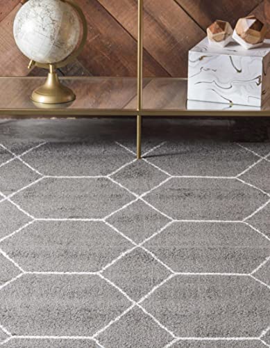 Unique Loom Trellis Frieze Collection Area Rug - 6'1" x 9' Rectangle Dark Gray/Ivory