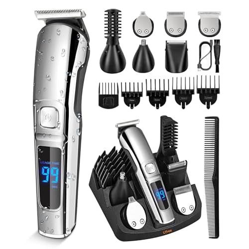 Ufree Beard Trimmer with T Blade Trimmer for Men, Beard Grooming Kit, Gifts for Men, Wet & Dry, Rechargeable