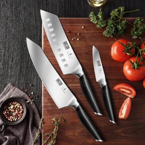 HOSHANHO 3-Piece Japanese Chef Knife Set with 3.75" Fruit Knife, High Carbon Steel