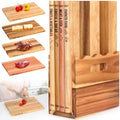 Edge Grain 4-Piece Wooden Cutting Board Set with Stand - Food Prep & Display