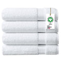 White Organic Cotton Bath Towels Set - 4 Pieces, 650 GSM Plush Quick Dry