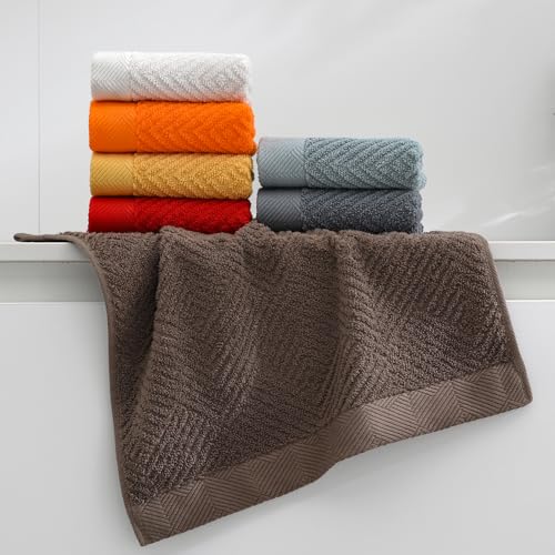 Orange Super Soft Cotton Washcloths 13x13 Inch - Set of 6 Bathroom & Kitchen Towels