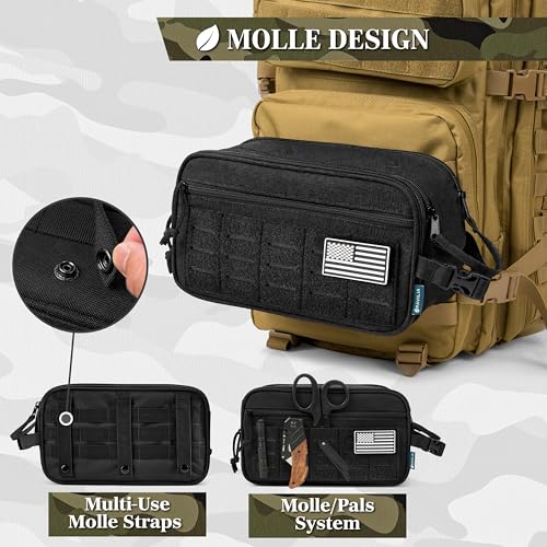 PAVILIA Tactical Toiletry Bag XL Water-Resistant Military Organizer Black
