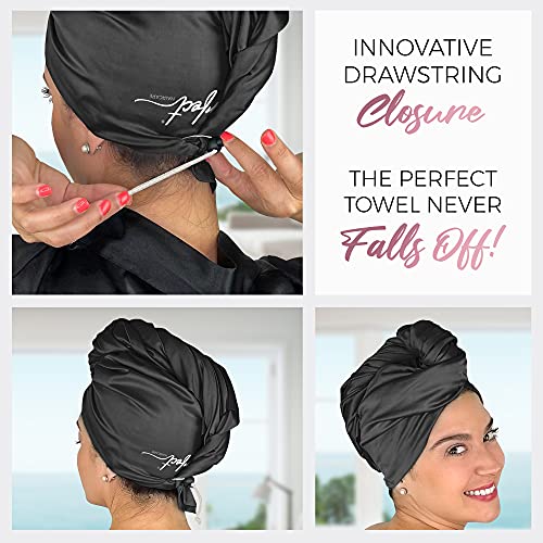 THE PERFECT HAIRCARE Black Microfiber Hair Towel Wrap Large Fast Drying Anti-Frizz for Women
