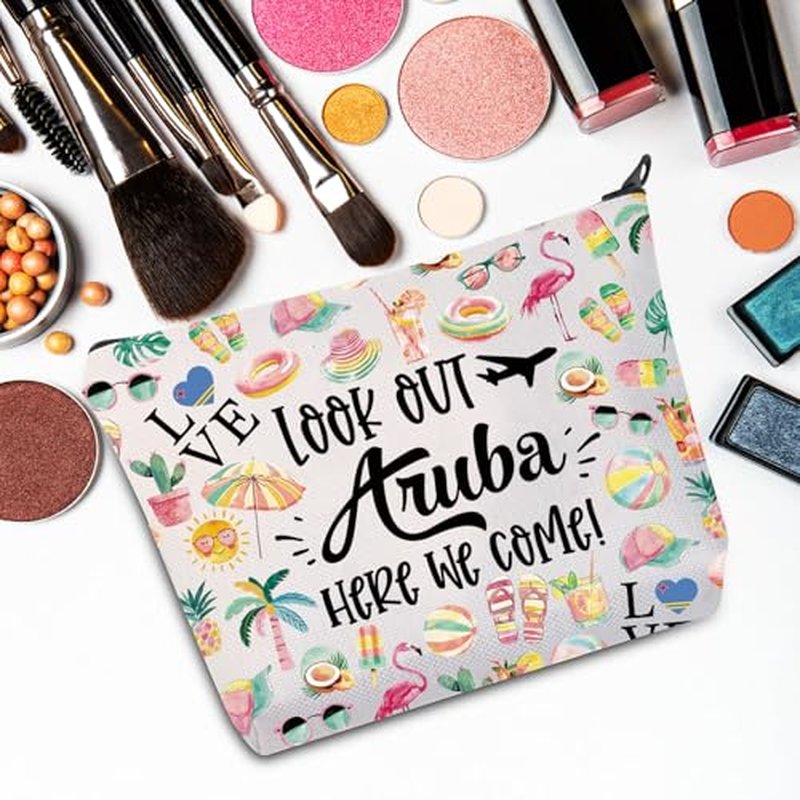 JNIAP Aruba Makeup Bag Aruba Trip Gifts Aruba Vocation Gifts Aruba Travel Bag Aruba Souvenir Aruba Toiletry Bag (Look Out Aruba)