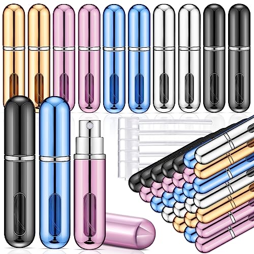 Gerrii 50 Pcs Travel Mini Perfume Refillable Portable Perfume Spray Bottle Perfume Pocket Perfume Dispenser with 20 Pcs Pump Accessories Essentials Spray Containers Scent Pump Case, 5ml (Multicolor)