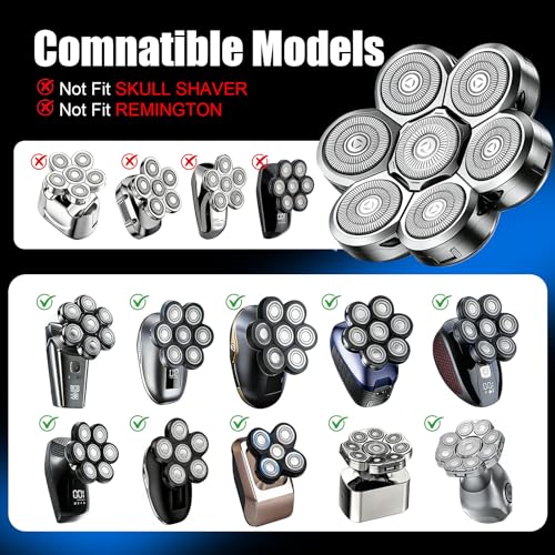 Velurie 3-Pack Silver Replacement Heads for 7D Floating Shaver - Compatible with Freebird
