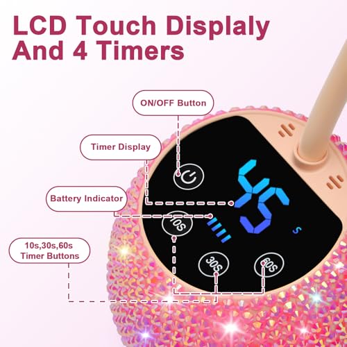 CGBE Pink Diamond UV LED Nail Lamp 36W Mini Cordless for Gel Nails