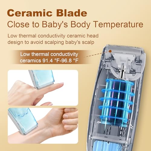 Cordless Baby Hair Clippers with Vacuum & Waterproof Safety Blades