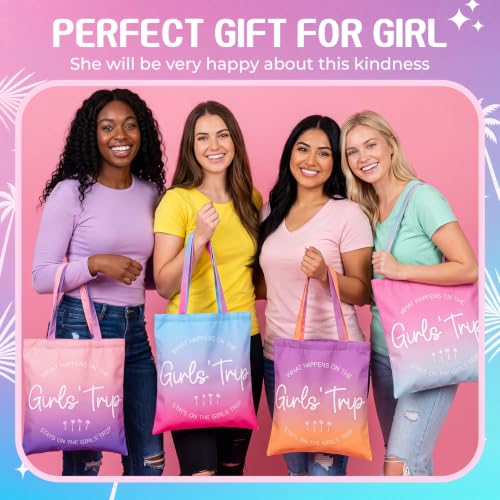Stylish Girls Trip Gift Set - 4 Tote & Makeup Bags with Palm Tree Print - Variation of THIS listing