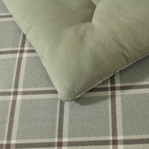 Queen Comforter Set with Shams - Alpine Plaid Green Flannel Bedding