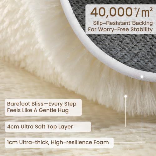Cream 9x12 Shag Area Rug - Fluffy Living Room & Bedroom Carpet