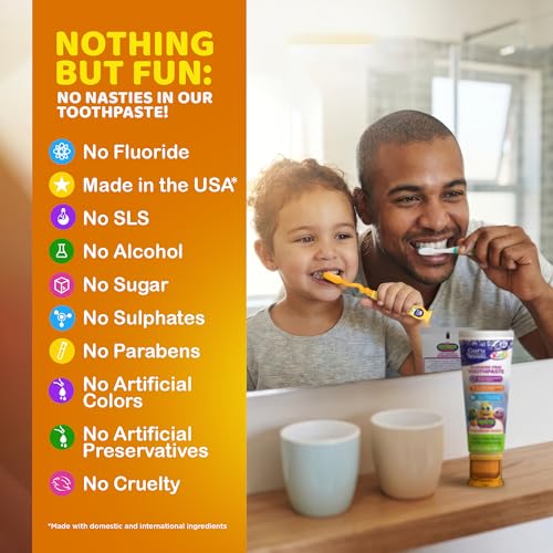 Kids Fluoride-Free Strawberry Mango Toothpaste with Hydroxyapatite & Xylitol - Pack of 6, 4.2 oz
