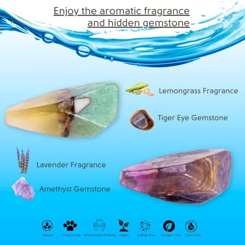 Earth & Home Rock Soap - - Gemstone Soaps with Real Crystals inside ? Decorative Crystal Soap with Natural Fragrance- Moisturizing & Scented Gift for Women