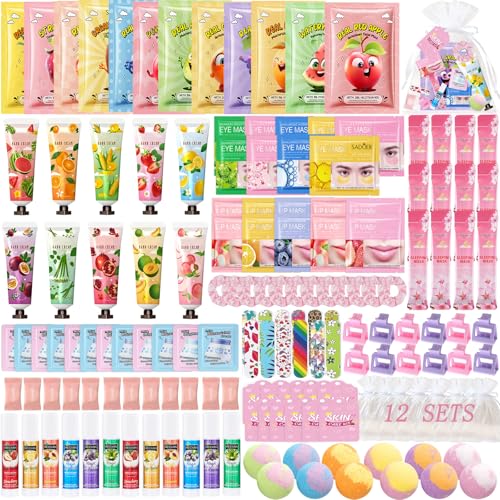 Spa Party Favors Set 224 Pieces for Women with Masks, Creams, Lip Balms & Bath Bombs