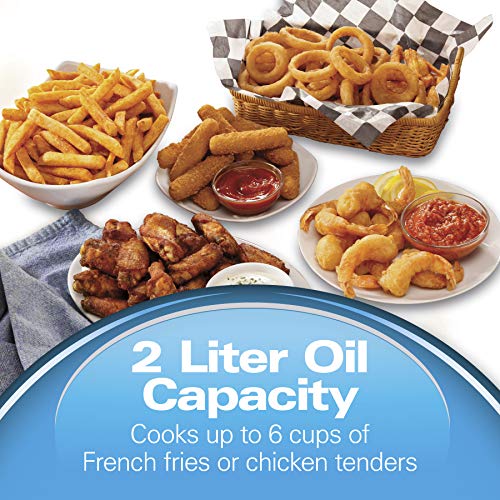 Deep Fryer with Basket - 8-Cup Capacity, Cool-Touch Sides, Adjustable Temp