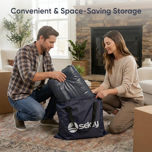 Sekey King Size 20" Raised Air Mattress with Built-In Pump - Grey/King