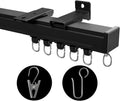 Ceiling Curtain Track System 9ft-12ft, Heavy Duty Wall/Ceiling Mount with Hooks & Clips - Black (Variation: Black+9ft - 12ft)