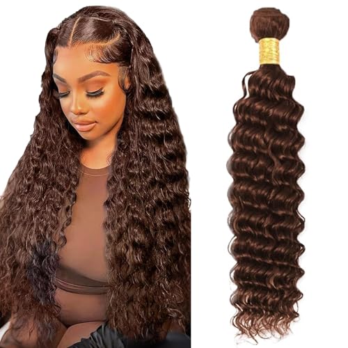 Dark Brown Human Hair Extension Bundle 12A Brazilian Virgin Deep Wave 32 Inch