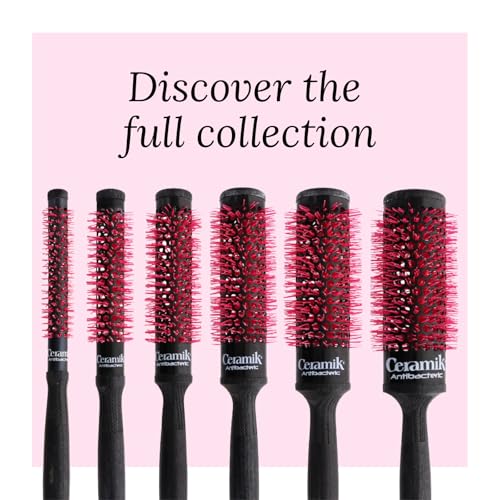 Ceramik Oxy Professional Short Hair Round Brush 0.71 Inch - Oxygen-Treated Ceramic Barrel - Wooden Handle - Style Precision