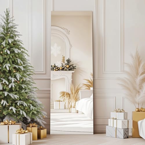Frameless Full Length Mirror with Stand - 56 x 18 Inches, Crystal Clear Reflection