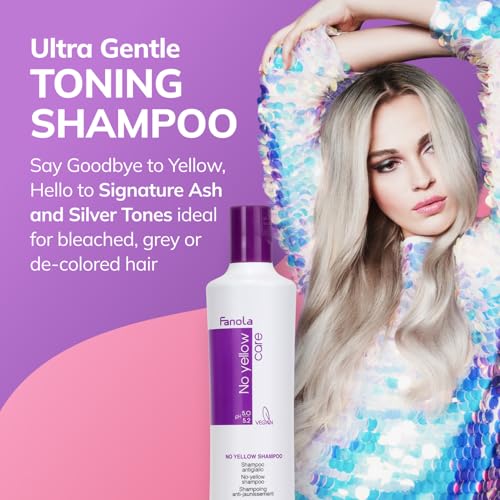 Fanola No Yellow Shampoo & Violet Toning Mask for Blonde Hair - Brighten & Neutralize Yellow Tones