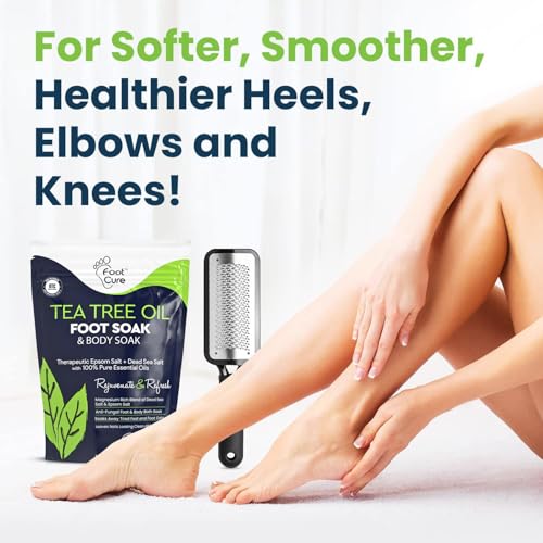 FOOT CURE Exfoliator & Callus Remover Pedicure Set ? Care Kit Includes File for Dead Skin, Tea Tree Oil Soak Salts, Urea Cream 40 Percent Removal Gel Made in USA, Ivory, 4 Piece