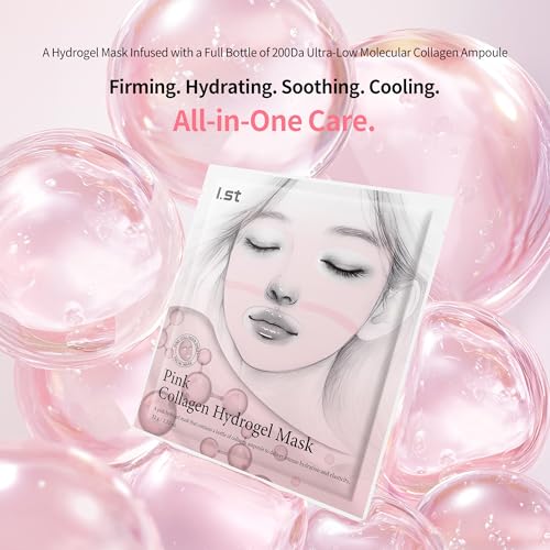 Pink Collagen Hydrogel Face Mask Set - Ampoule-Infused, Cooling & Hydrating