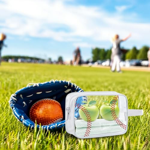 Lebaley 30PCS Baseball Cosmetics Bag - PVC Clear Portable Makeup Bags Organizer 7 x 5.5 x 1.7 '' Waterproof Sport Zippered Toiletry Carry Pouch for Travel Party Supplies