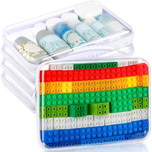Clear Zipper Storage Cases Set of 4 - 12.6 x 9 x 2 Inches with Handles, White