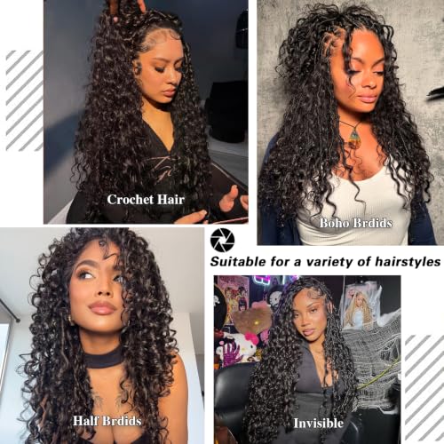 20 Inch Burmese Curly Human Hair Crochet Extensions for Black Women - Knotless & Reusable