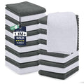 Assorted 24 Pack Cotton Washcloths for Face & Body, Grey & White