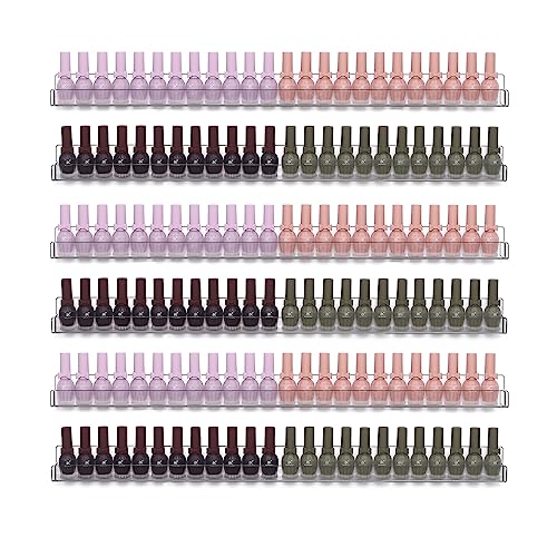 24-Inch Wall Mounted Nail Polish & Makeup Organizer Rack Set - 6 Pieces