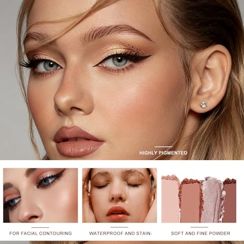 Nude Eyeshadow Palette, Matte & Shimmer Soft Neutral Shades, Purple Khaki Brown Caramel Latte Champagne Pearl Tones, Smooth Blendable Fine Shimmer, Long-Lasting Pigmented Eye Makeup for Daily Wear-A06