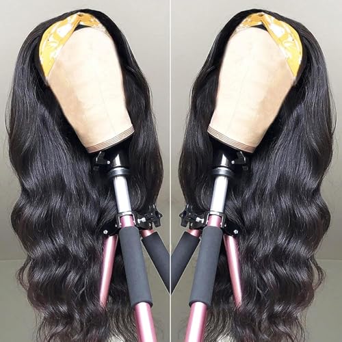 Black Body Wave Headband Wig 16 Inch Human Hair Glueless Brazilian Virgin Hair