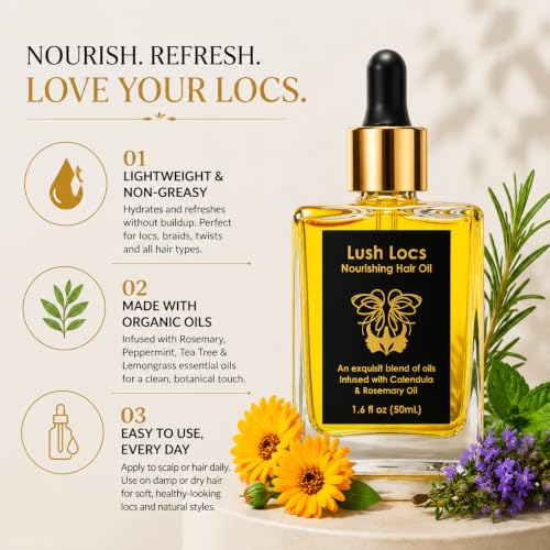 Rosemary Hair Oil for Locs & Natural Hair - 1.6 Oz, Nourishing Botanical Blend