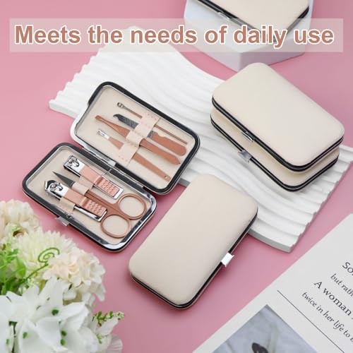Manicure & Pedicure Kit 7-in-1 Nail Clipper Set for Travel - Beige 24 Pack, 4.4 Inch