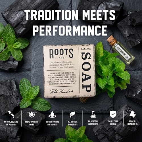 Charcoal & Peppermint Tallow Soap Bar - Pack of 2 | Rich's Backyard