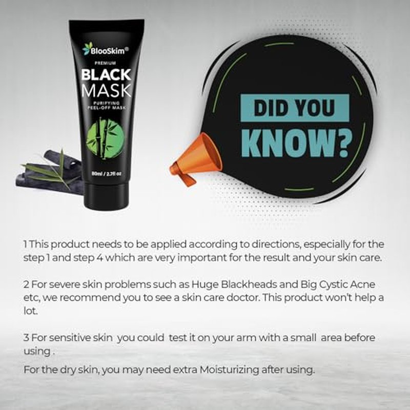 Blackhead Remover Mask for Face: Black Peel Off Face Mask ? Charcoal Peel Off Face Mask for Oily & Combination Skin ? Refreshing Botanical Formula, 2.8 fl oz