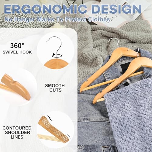 ZENOWICK Wooden Hangers 80 Pack - Heavy Duty Coat & Jacket Hangers