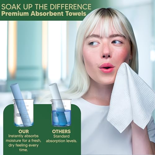 B-Clean Premium Facial Towels - Extra Soft, Tear -Resistant, Lint Free, Disposable, Vegan, Fragrance-Free Hygienic Skincare Towels for Daily Cleansing and Makeup Remover Dry Wipes (50 Count Pack of 2)