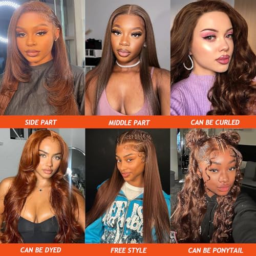 Chocolate Brown Closure #4 4x4 Free Part Human Hair Extensions 12 Inch - Straight Wave, Bleached Knots, Pre-plucked